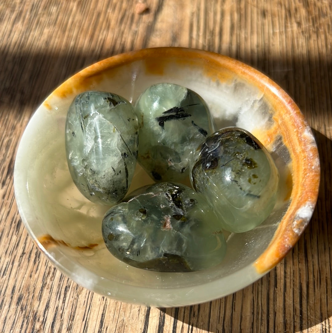 Prehnite With Epidote Tumble Stone