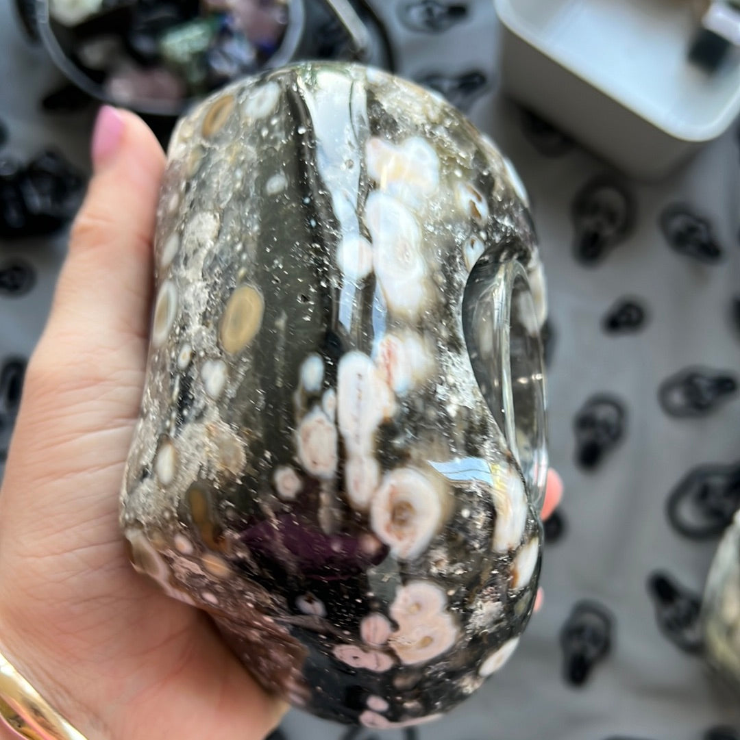 8th Vein Ocean Jasper 1.39kg Candle Holder *RARE* Statement