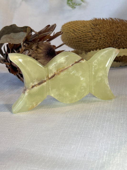 Green onyx Triple Moon Bowl