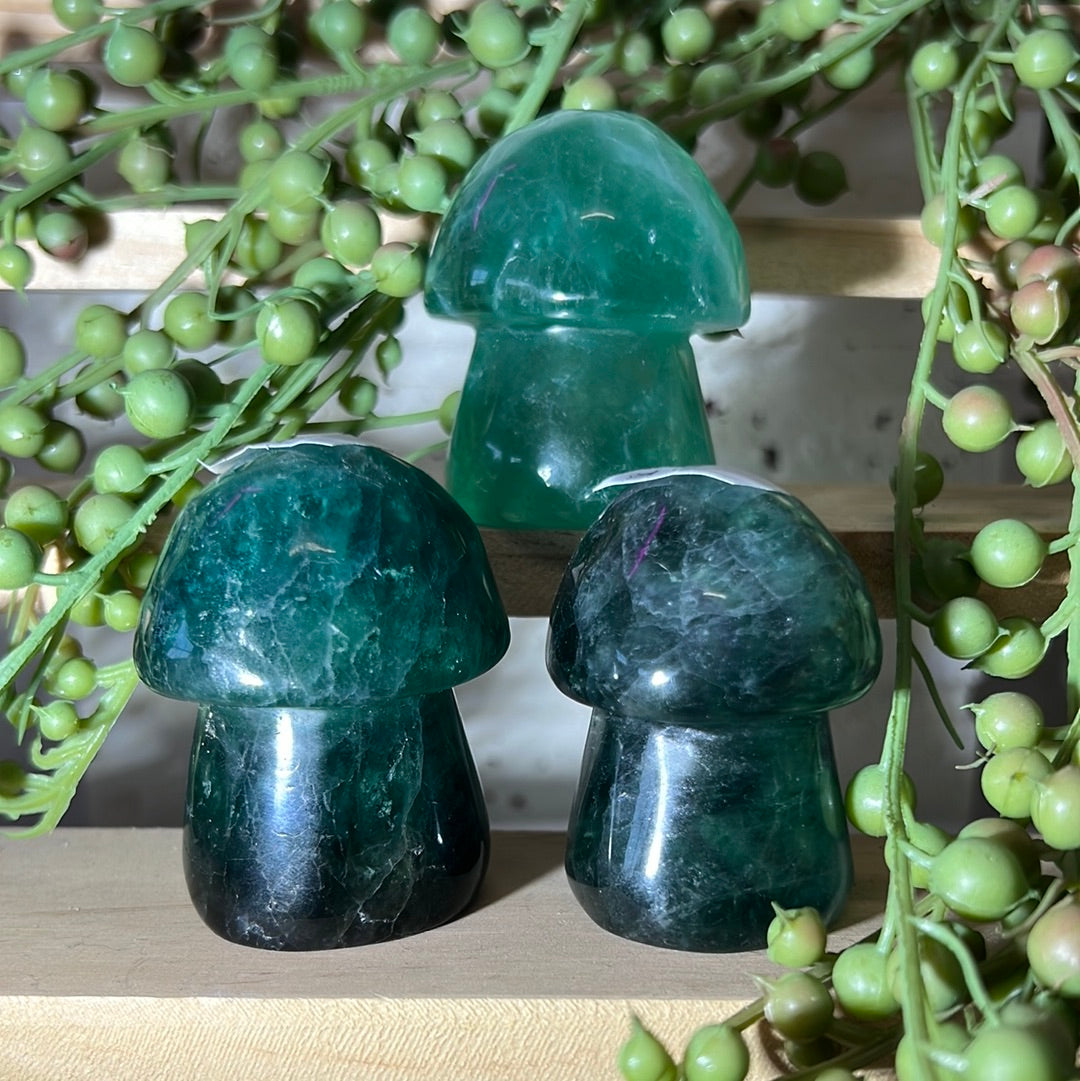 Green Fluorite LARGE Mushroom Carving