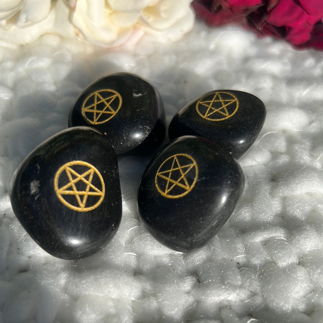 Pentagram Tumble Black Agate