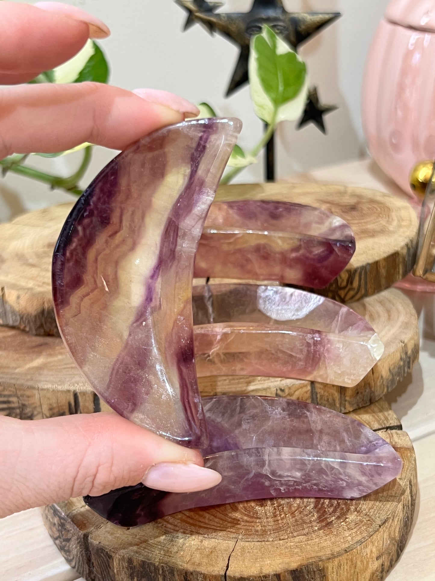 Fluorite Moon Bowl Carving