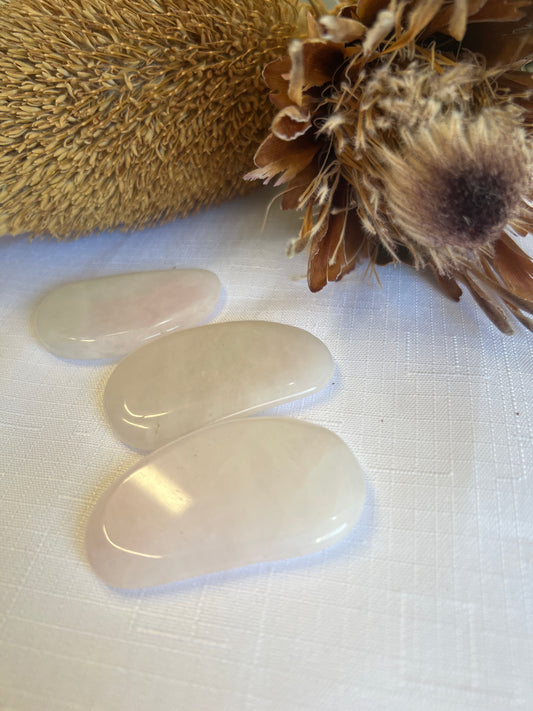 Rose Quartz Gua Sha/ Flat Palm Stone