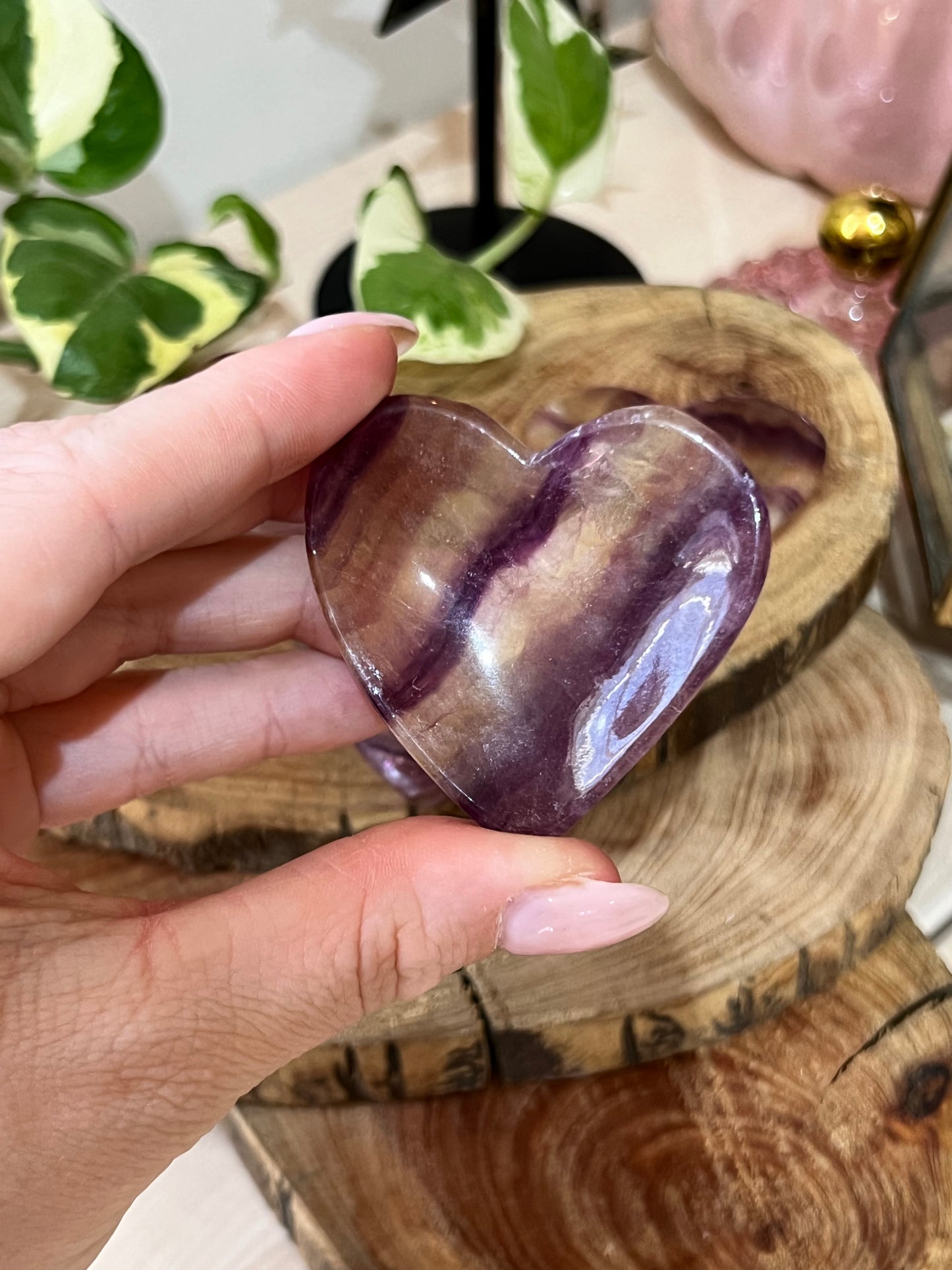 Fluorite Heart Bowl Carving