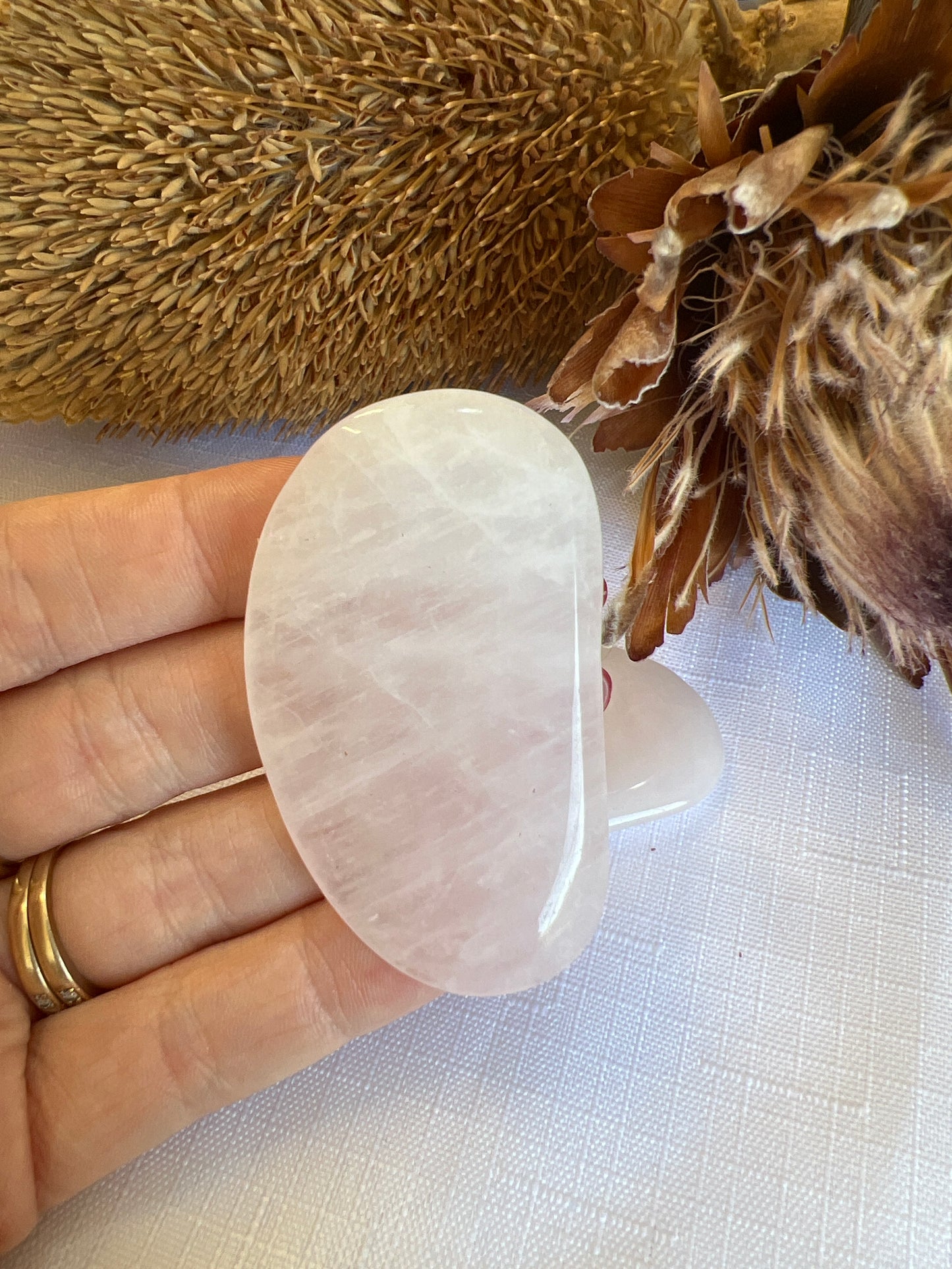 Rose Quartz Gua Sha/ Flat Palm Stone