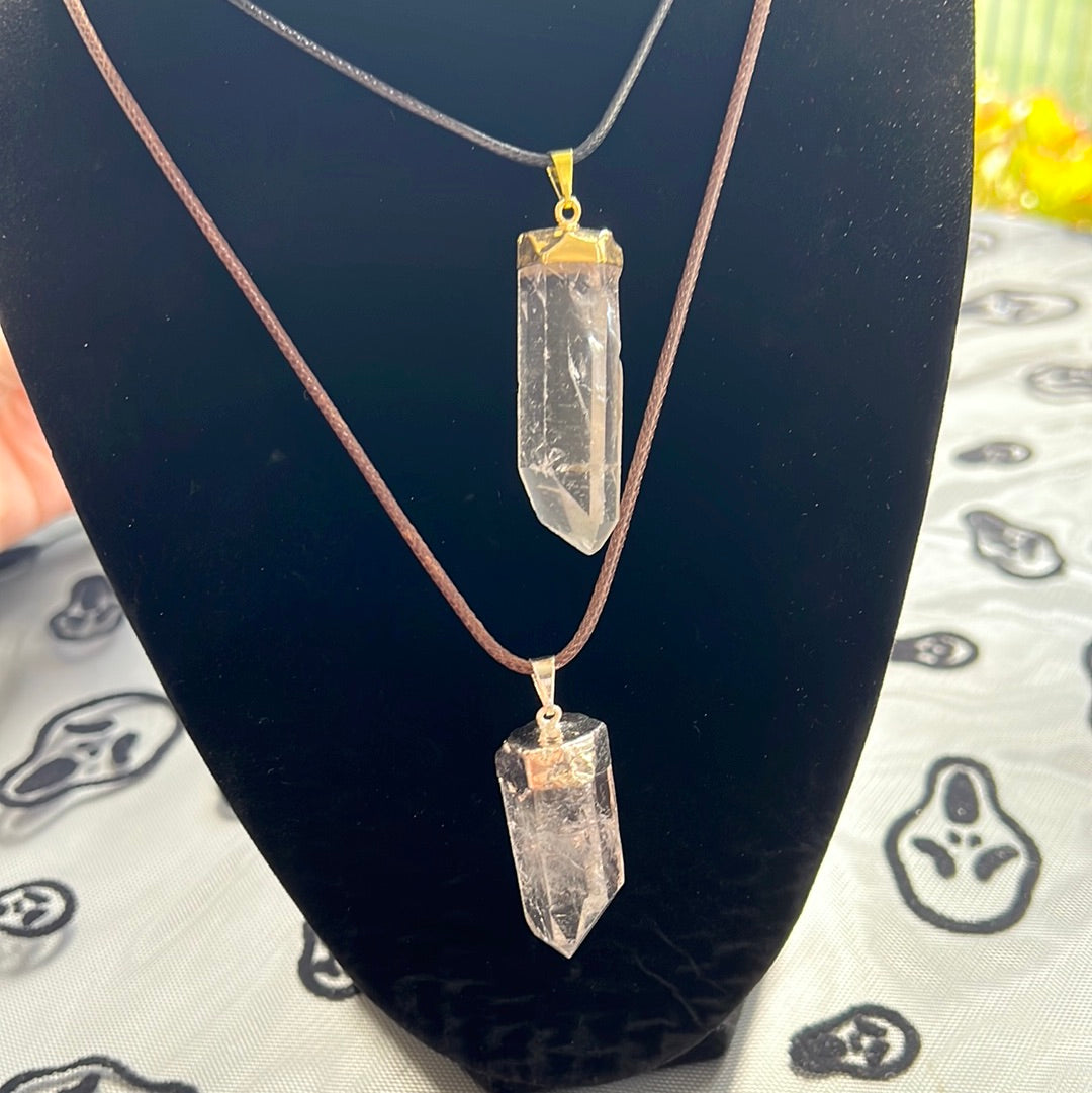 Clear Quartz Point Pendant Gold/Silver