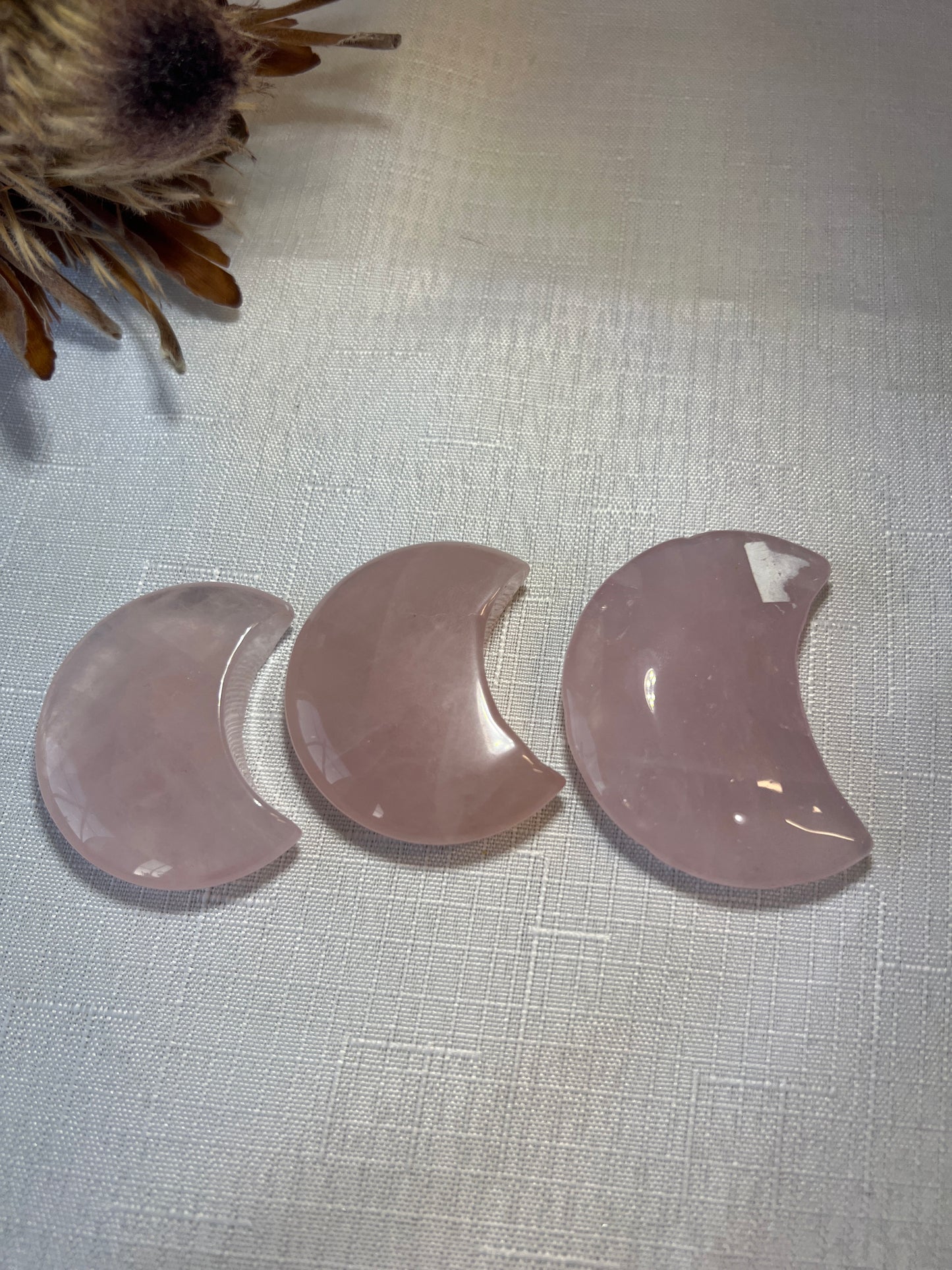 Rose Quartz Moon Carving