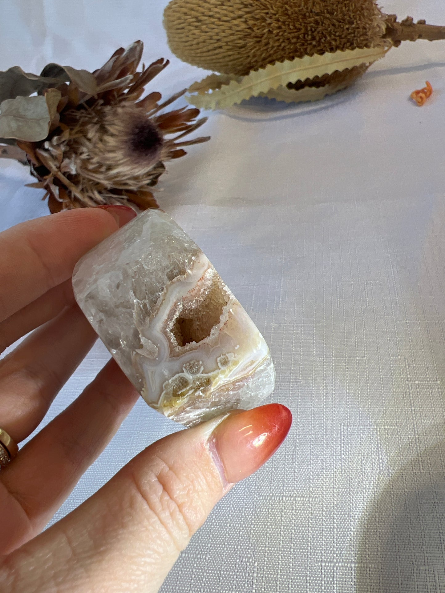 Agate Druzy Coffin Carving Statement