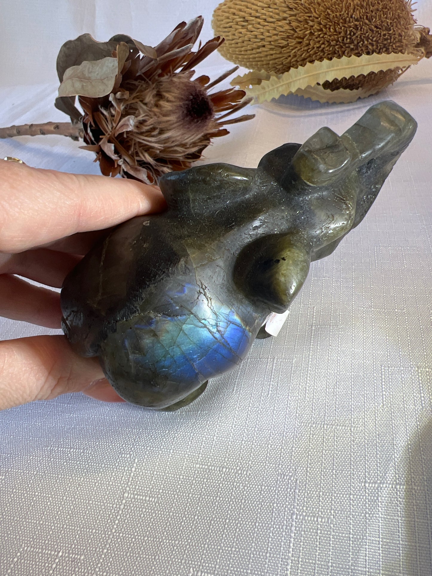 Labradorite Large Elephant Carving (imperfect)