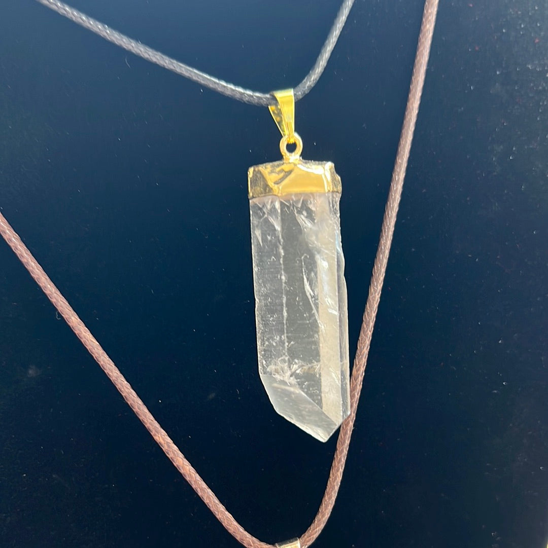 Clear Quartz Point Pendant Gold/Silver