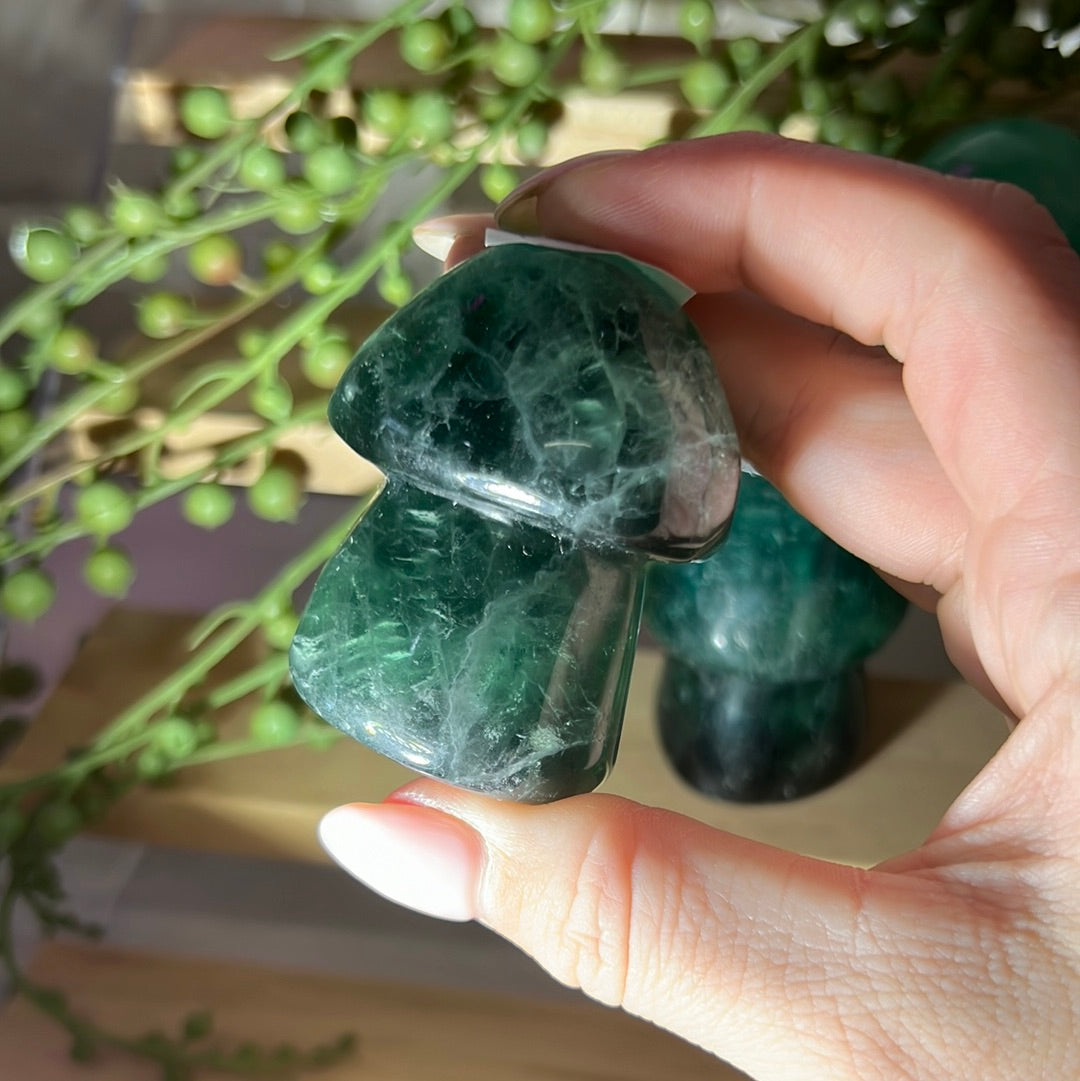 Green Fluorite LARGE Mushroom Carving