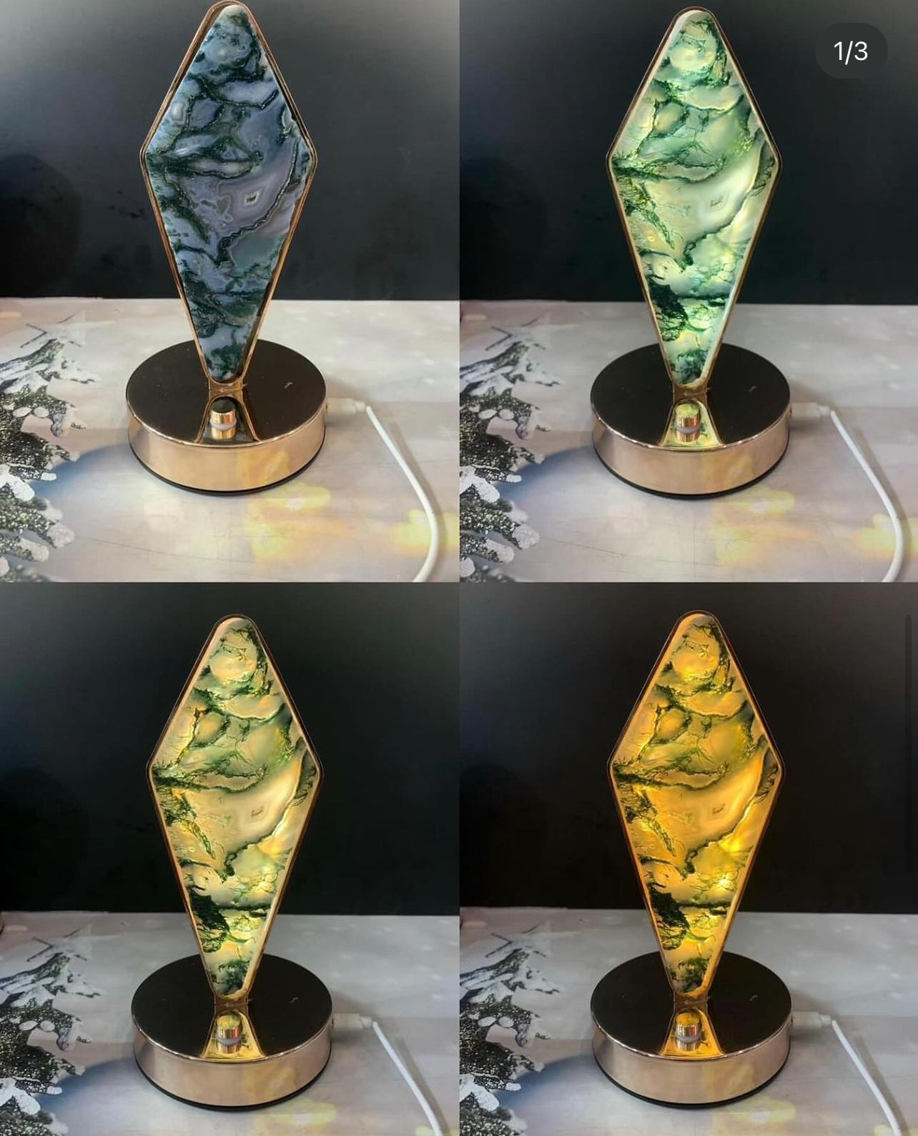 Moss Agate Diamond Lamp