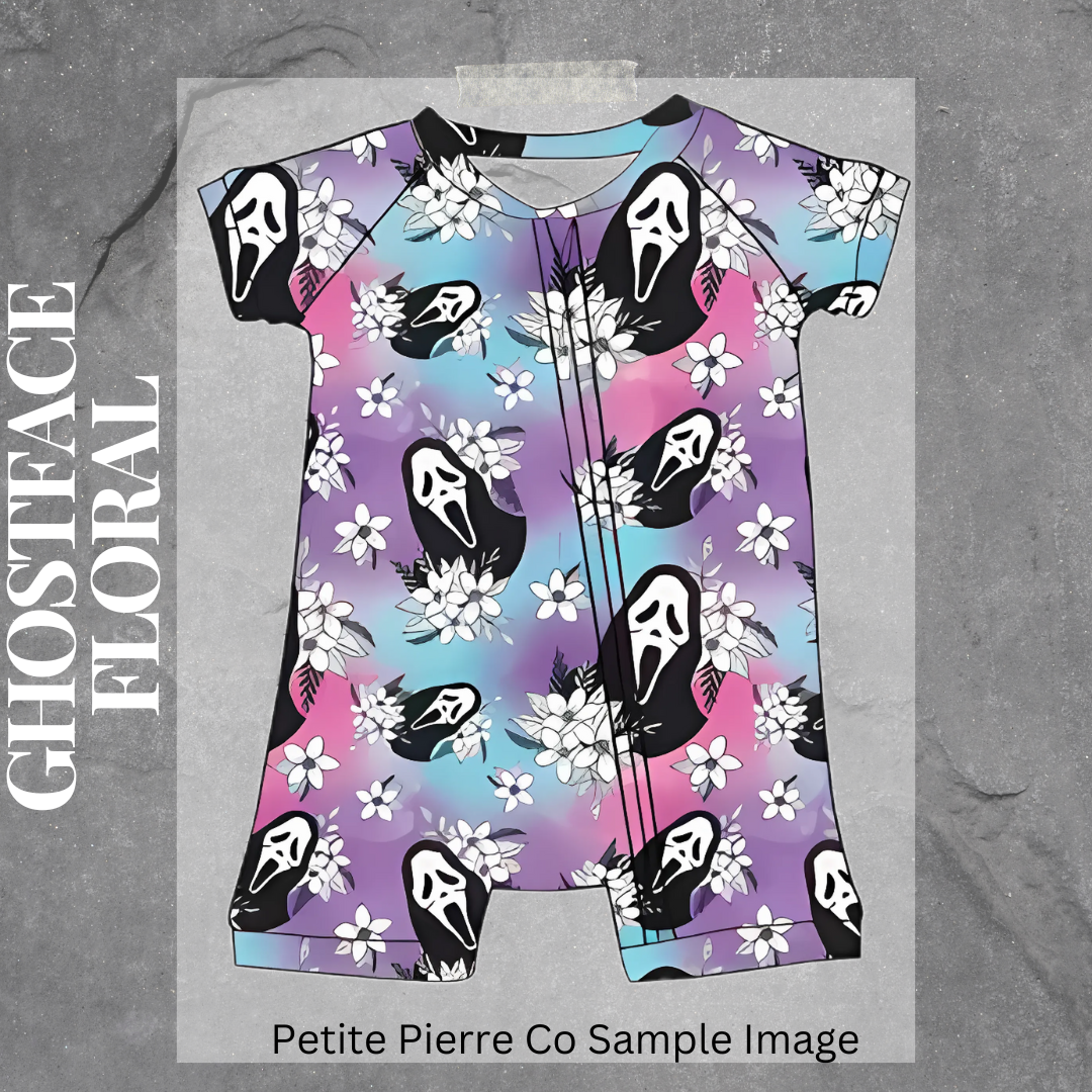 Ghost Face Floral SHORT SLEEVE Body Suit