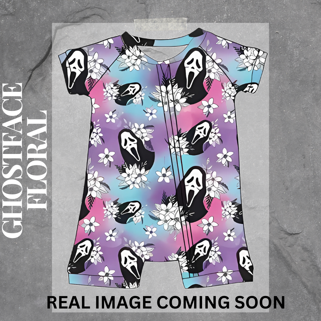 Ghost Face Floral SHORT SLEEVE Body Suit