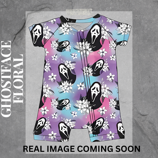 Ghost Face Floral SHORT SLEEVE Body Suit