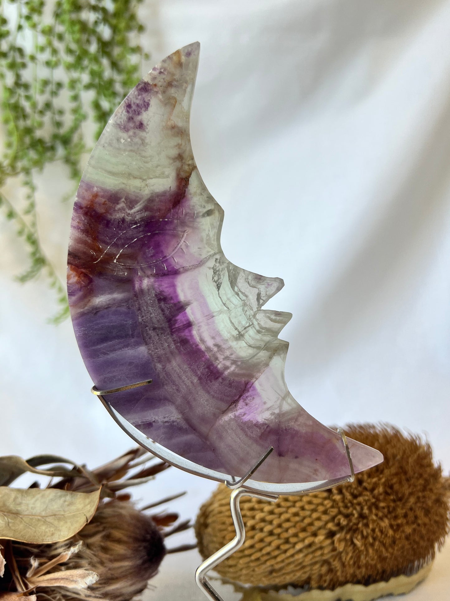 Fluorite Moon Statement Carving