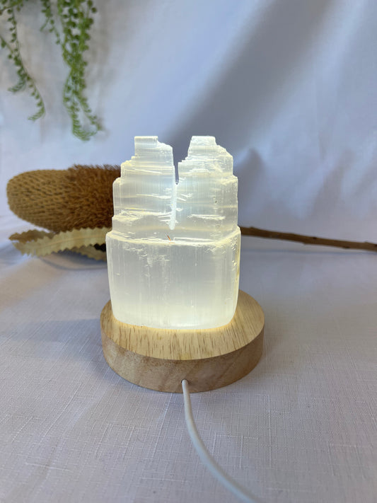 Selenite DOUBLE Sky Scraper Small Tower 11cm