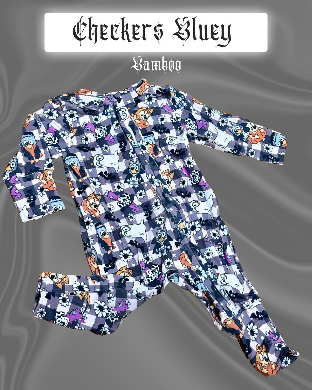 Checkers Bluey Bamboo Long Sleeve Onesie