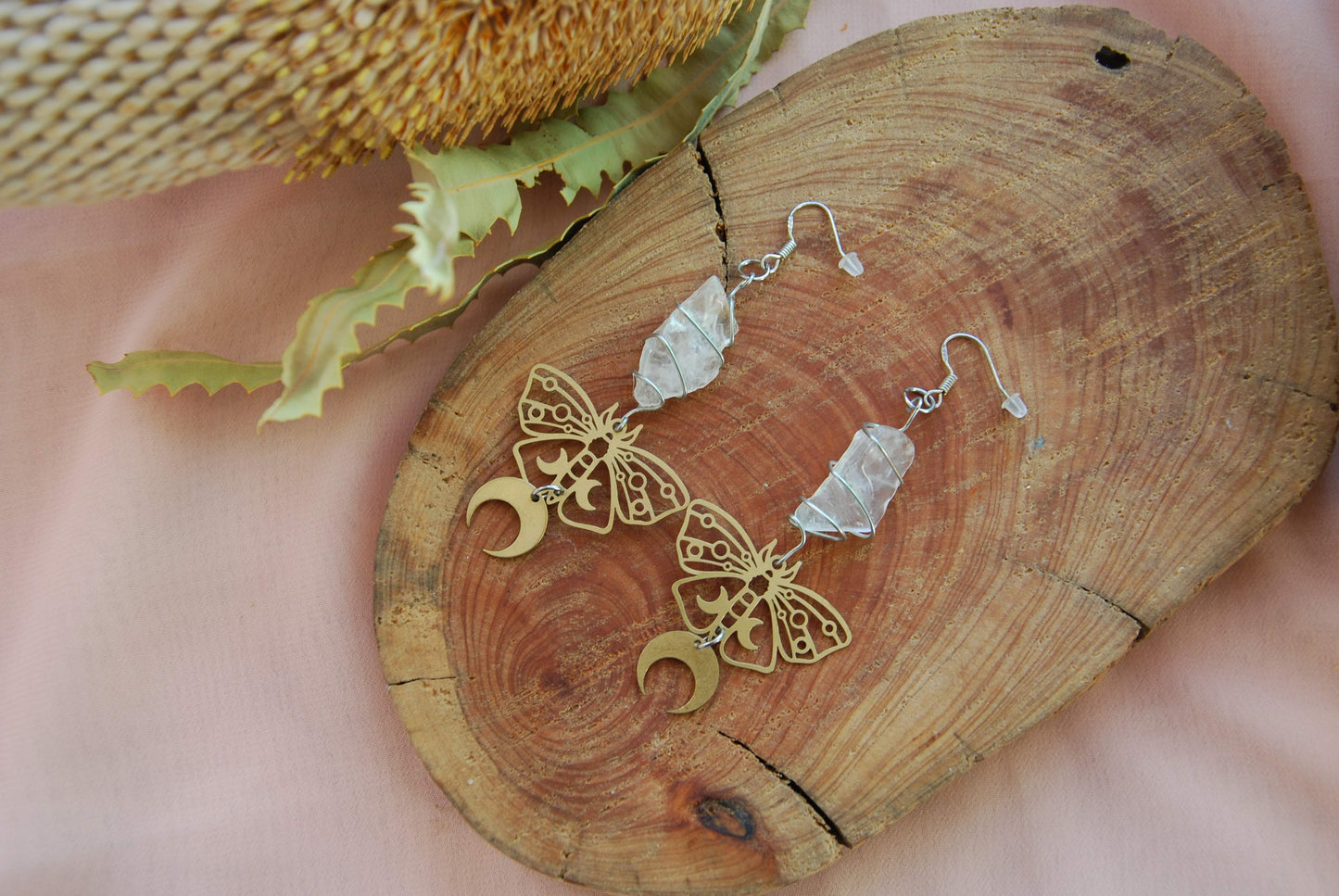 JUDE Earrings Butterfly - Clear Quartz