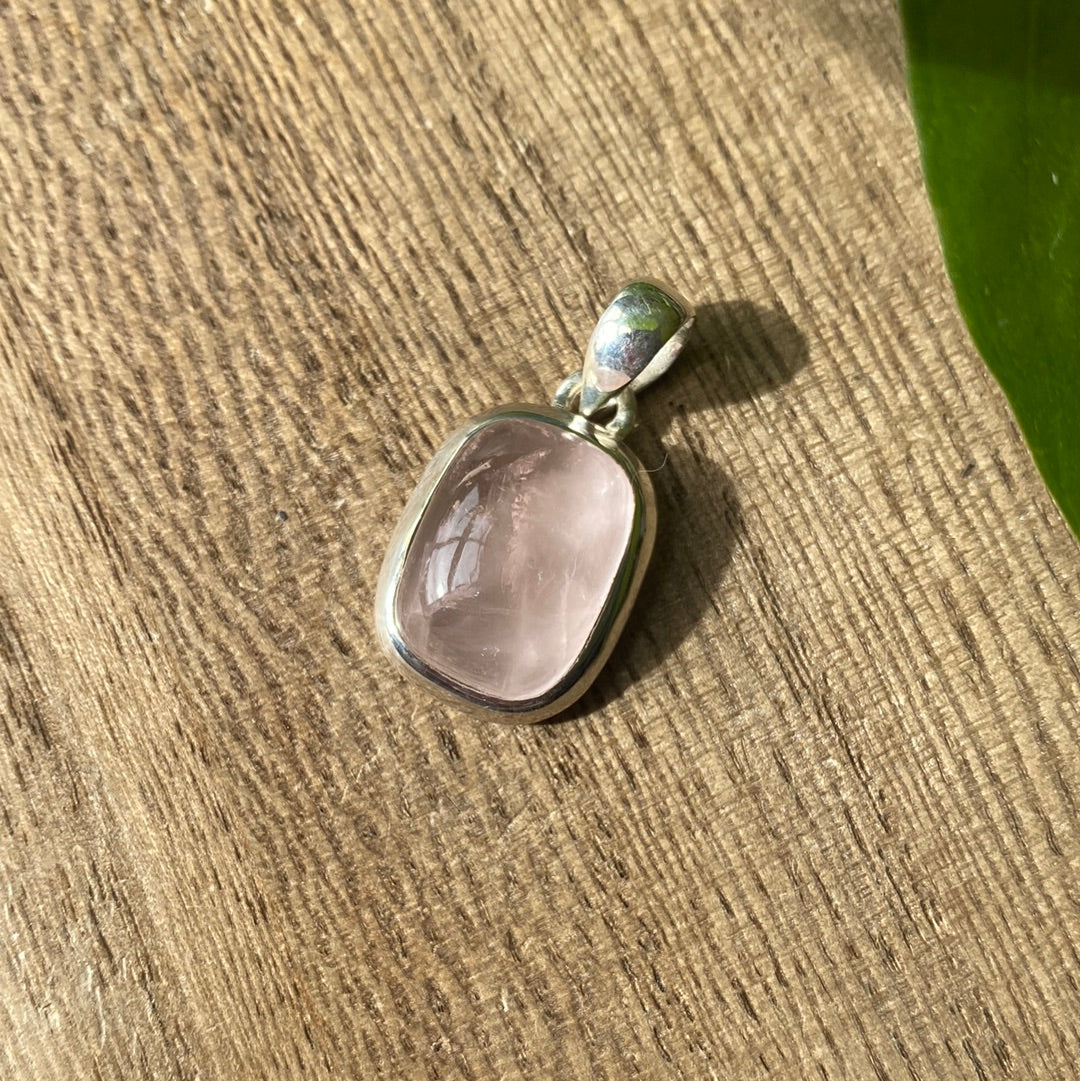 Rose Quartz Silver Pendant (A)