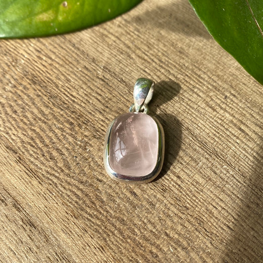 Rose Quartz Silver Pendant (A)