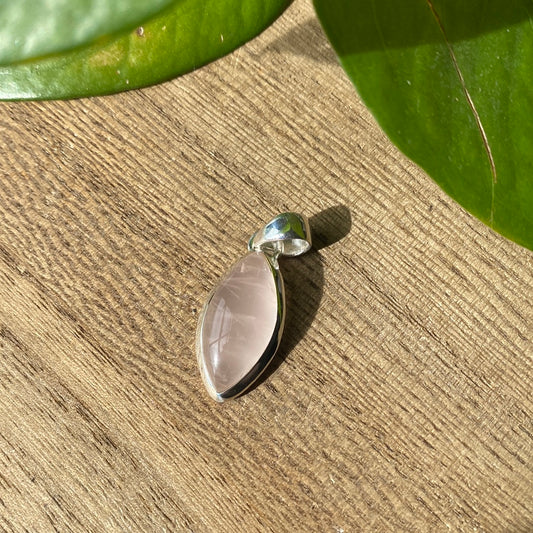 Rose Quartz Silver Pendant (B)